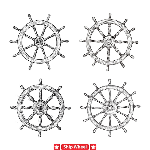 Encanto marítimo vintage silueta clásica del volante del barco para temas y decoración oceánicos