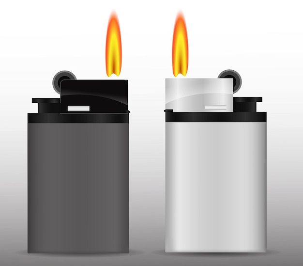 Encendedor de bolsillo de gas con llama aislada - Ilustración 3d