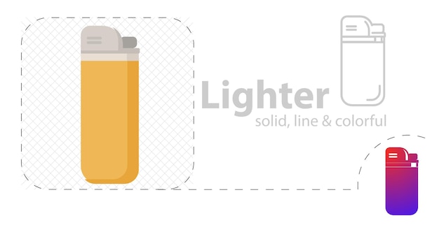 Encendedor para humo aislado ilustración plana icono de línea más ligera