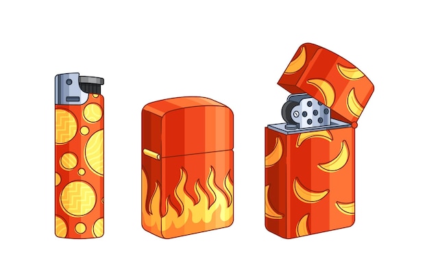Encendedores de moda con diseños de moda únicos y coloridos Accesorios de estilo vectorial