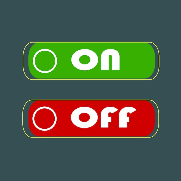 Encendido y apagado botones de interruptor con letras icono moderno