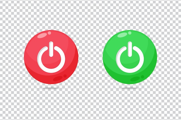 Encendido apagado icono de botón rojo y verde sobre fondo blanco