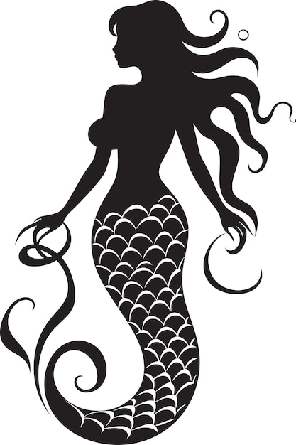 Vector enchanted tides sirena vector icon diseño de la canción mística del mar emblema de la sirena negra