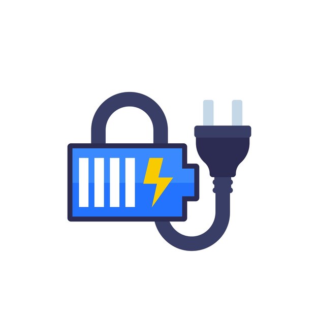 Enchufe eléctrico e icono de vector de batería