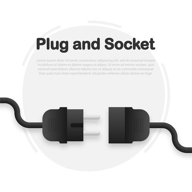 Enchufe eléctrico Electricidad y energía Comunicación internet concepto Vector ilustración