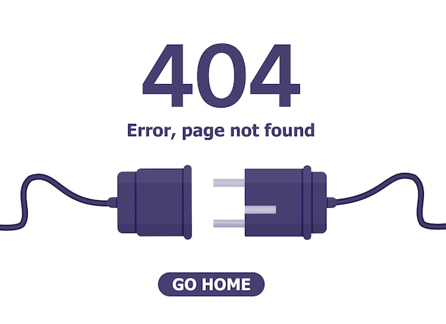 Enchufe eléctrico y enchufe desenchufe el diseño del esquema vector 404 error banner web de fondo Descarga de cable eléctrico desconexión pérdida de conexión