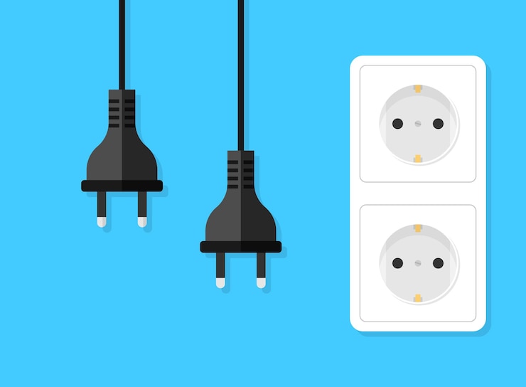 Vector enchufe eléctrico con un icono de enchufe en estilo plano ilustración de vector de símbolo de conexión sobre fondo aislado concepto de negocio de signo de error 404