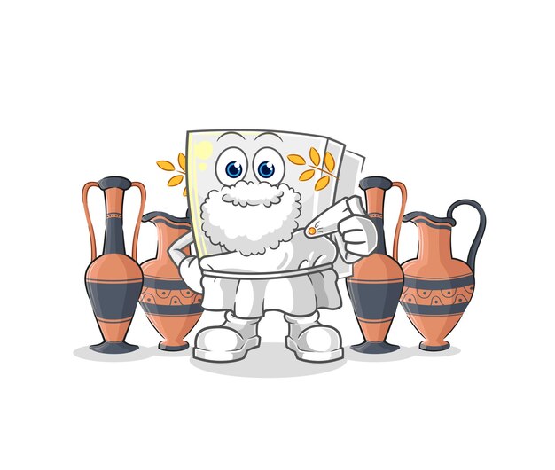 Enchufe eléctrico con vector de mascota de dibujos animados de ropa griega