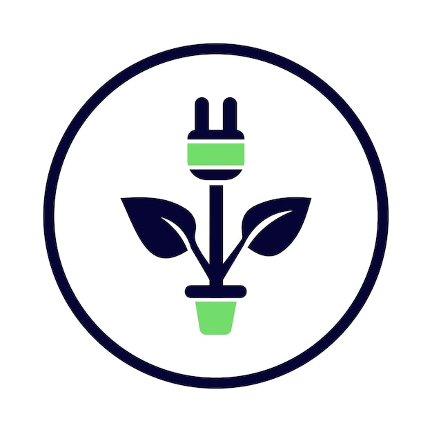 enchufe de enchufe ecológico de planta de hoja de árbol con icono de hoja