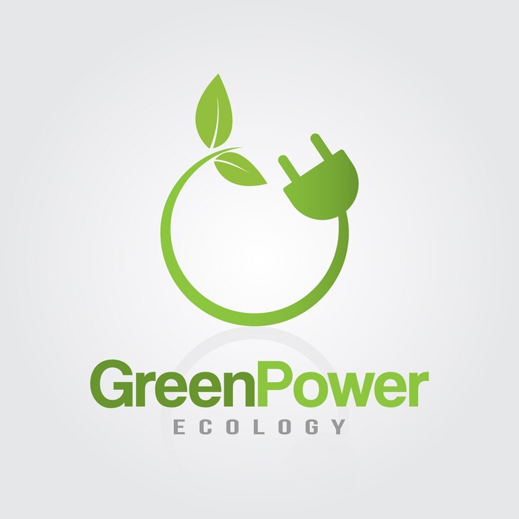 Enchufe de energía verde con hojas para ecología, eco amigable, negocio natural o producto