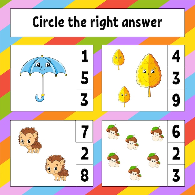 Encierre en un círculo la respuesta correcta hoja de trabajo de desarrollo educativo página de actividad con imágenes tema de otoño