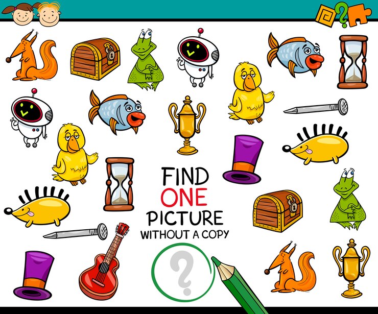 Vector encontrar dibujos animados de juego de una sola imagen