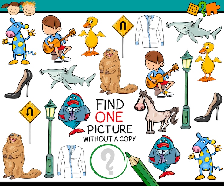 Vector encontrar dibujos animados de juego de una sola imagen