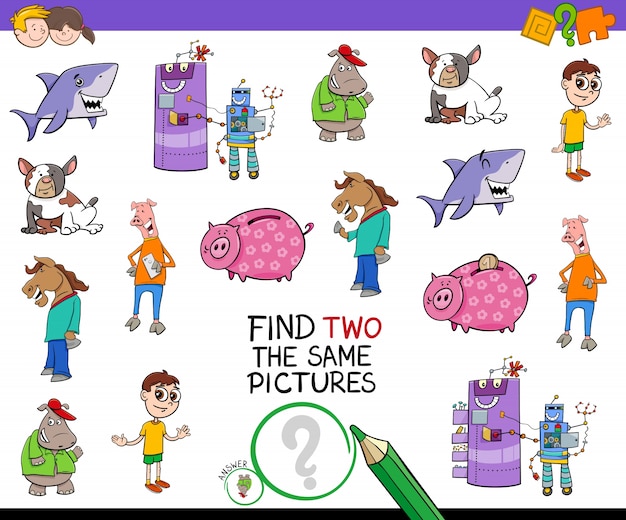 encontrar dos el mismo juego de dibujos animados