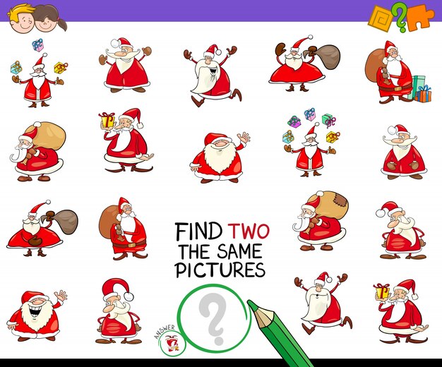 encontrar dos el mismo juego de dibujos con santa