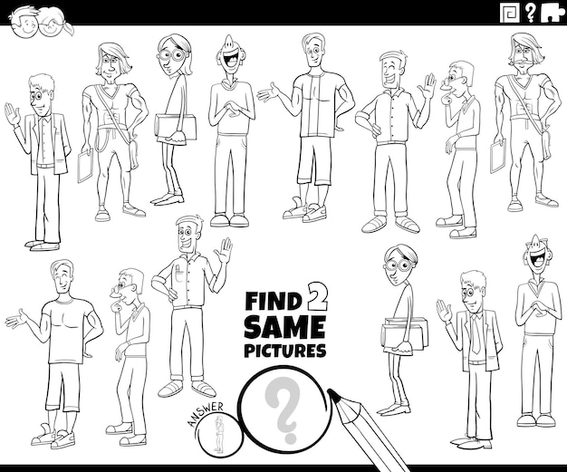 encontrar dos personajes de dibujos animados de la misma actividad página de colorear