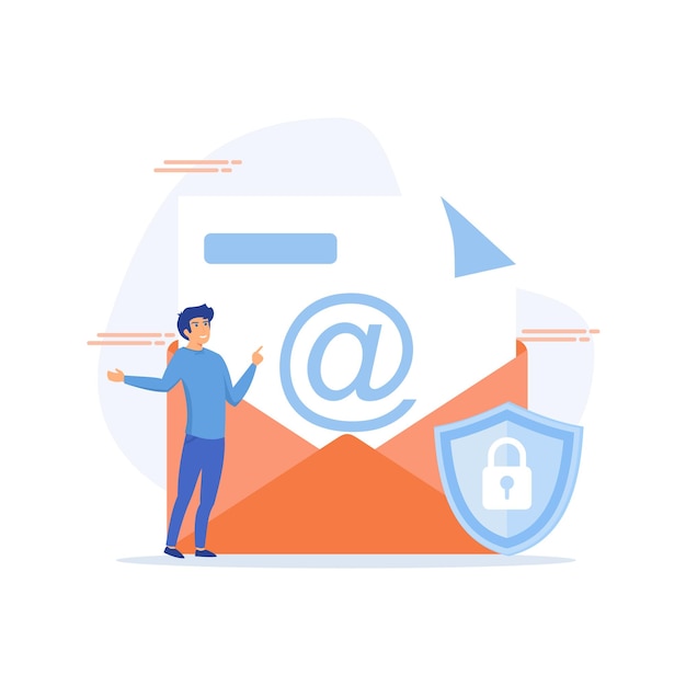Vector encriptación de los correos electrónicos protección de datos de internet seguridad de los activos empresariales
