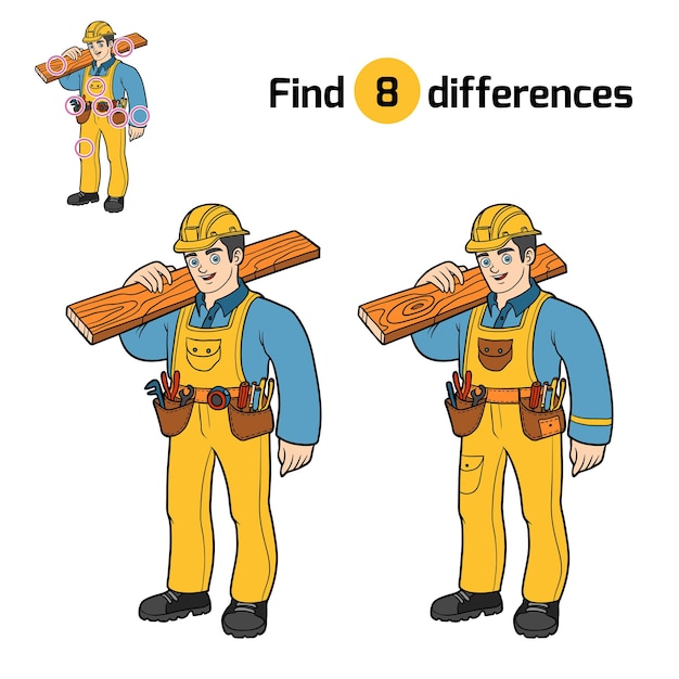 Encuentra diferencias, juego educativo para niños, constructor
