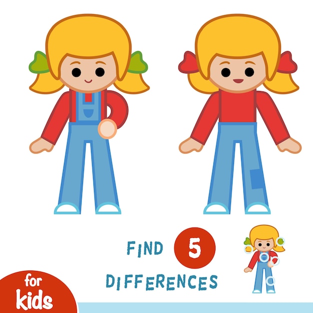 Encuentra diferencias, juego educativo para niños, niña con monos