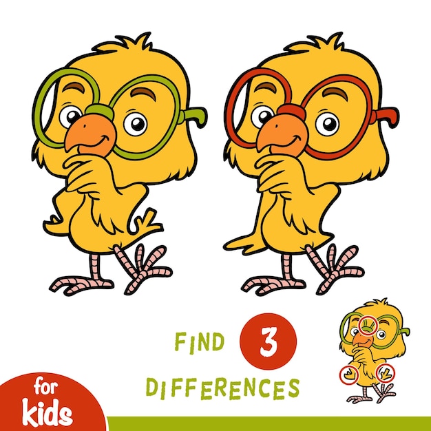 Encuentra diferencias, juego educativo para niños, pollo