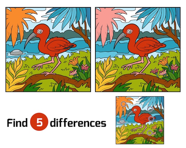 Encuentra las diferencias juego educativo para niños, Scarlet ibis