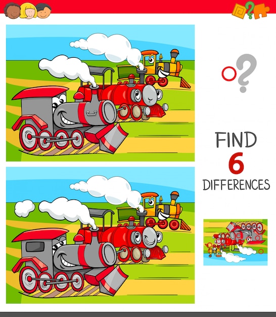 Encuentra diferencias de juego con locomotoras.