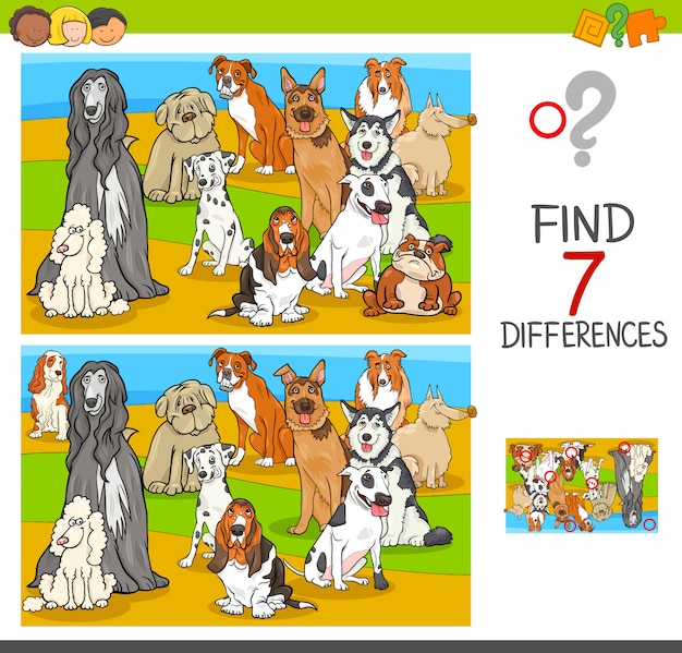 Encuentra el juego de diferencias con los personajes de los animales de los perros