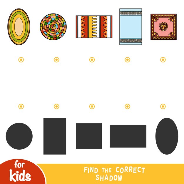 Encuentra el juego de educación de sombras correcto para niños conjunto de objetos geométricos