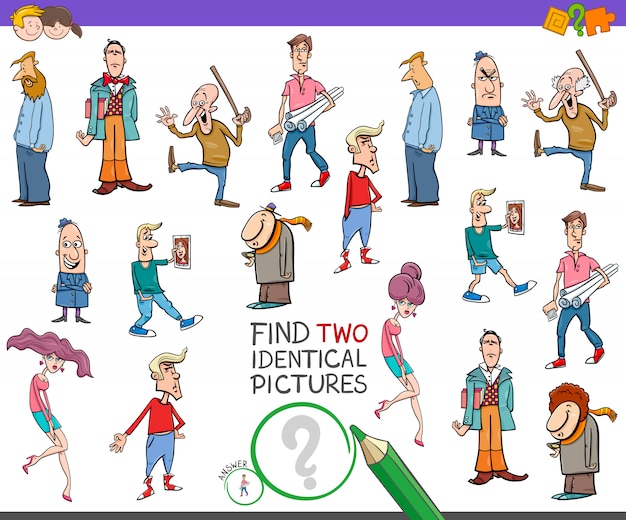 Encuentra el juego educativo de dos imágenes idénticas para niños