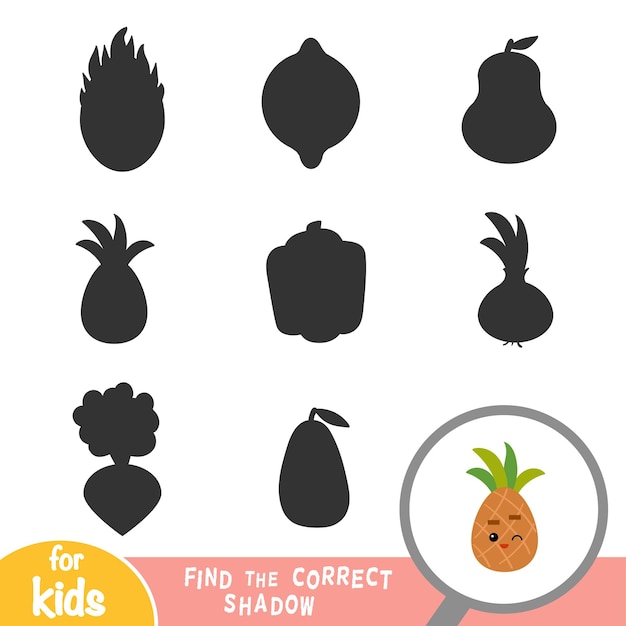 Encuentra el juego educativo de sombras correcto para niños Piña