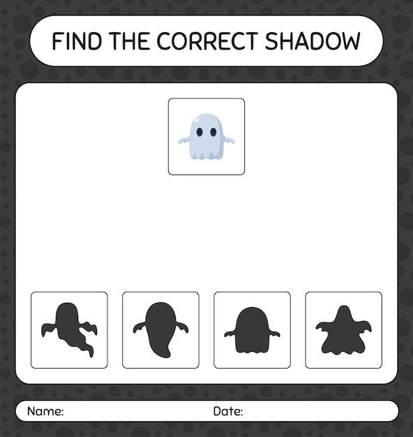 Encuentra el juego de sombras correcto con fantasma. hoja de trabajo para niños en edad preescolar, hoja de actividades para niños