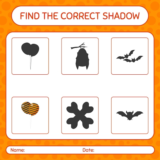 Encuentra el juego de sombras correcto con globo. hoja de trabajo para niños en edad preescolar, hoja de actividades para niños