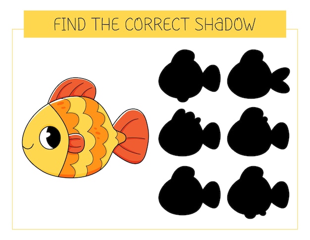 Encuentra el juego de sombras correcto goldfish Juego educativo para niños Juego de combinación de sombras