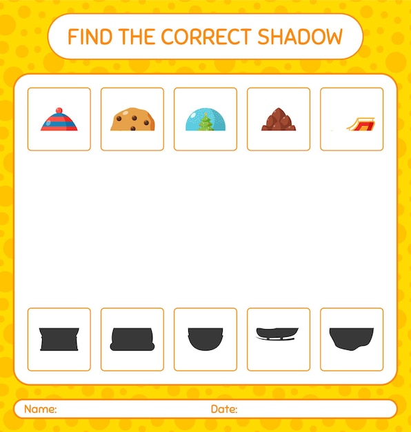 Encuentra el juego de sombras correcto con el icono de Navidad. hoja de trabajo para niños en edad preescolar, hoja de actividades para niños