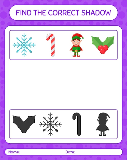 Encuentra el juego de sombras correcto con el icono de Navidad. hoja de trabajo para niños en edad preescolar, hoja de actividades para niños