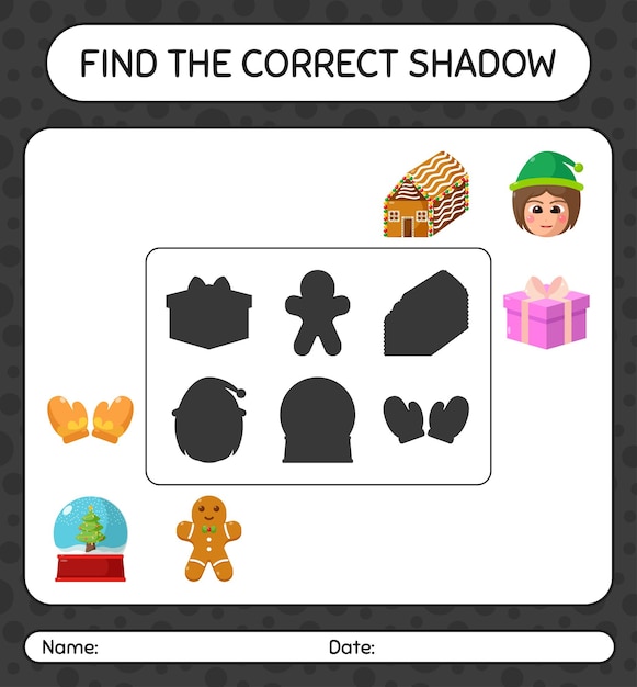 Encuentra el juego de sombras correcto con el icono de navidad. hoja de trabajo para niños en edad preescolar, hoja de actividades para niños