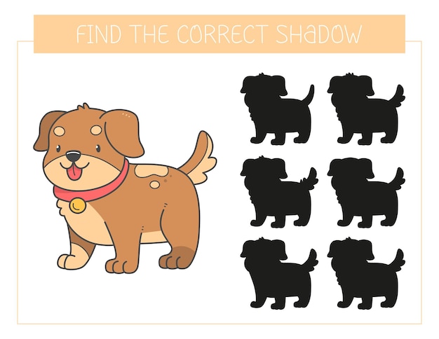 Encuentra el juego de sombras correcto con un perro Juego educativo para niños Juego de combinación de sombras