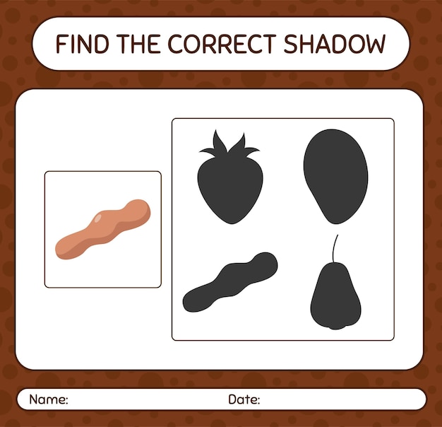 Encuentra el juego de sombras correcto con tamarindo. hoja de trabajo para niños en edad preescolar, hoja de actividades para niños