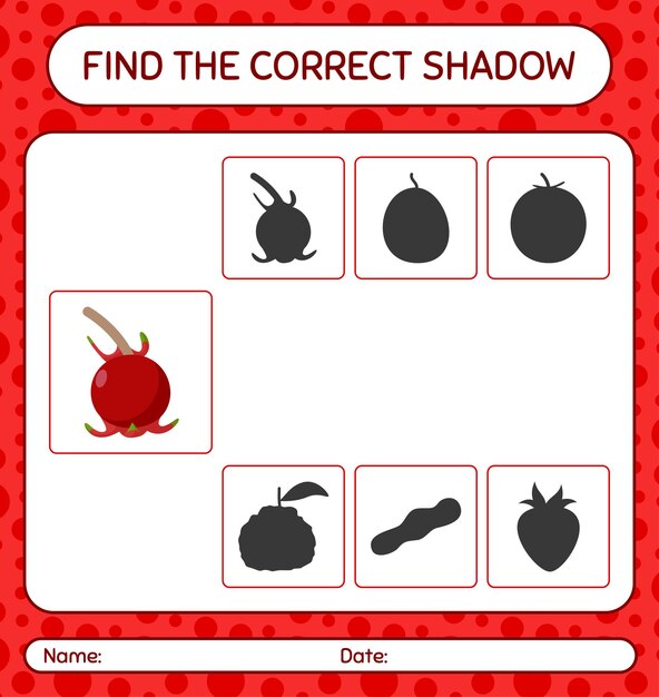 Encuentra el juego de sombras correcto con ugni. hoja de trabajo para niños en edad preescolar, hoja de actividades para niños