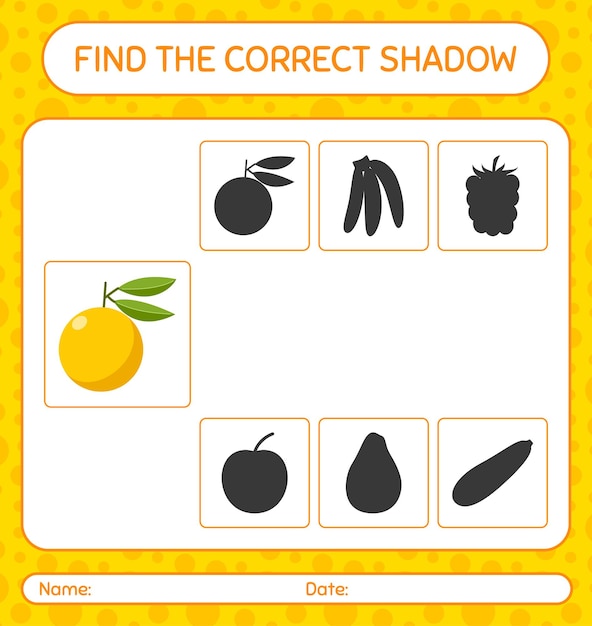 Encuentra el juego de sombras correcto con Yuzu. hoja de trabajo para niños en edad preescolar, hoja de actividades para niños