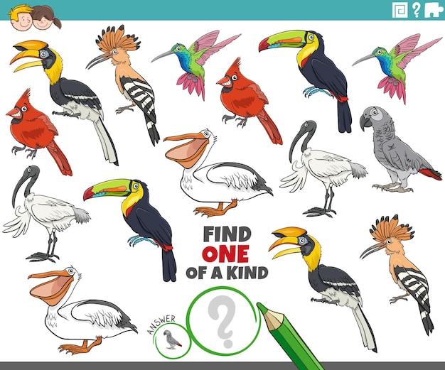 Encuentra un juego único con pájaros, personajes de animales.