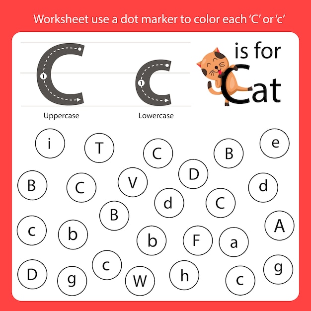 Encuentra la letra Hoja de trabajo, usa un marcador de punto para colorear cada C