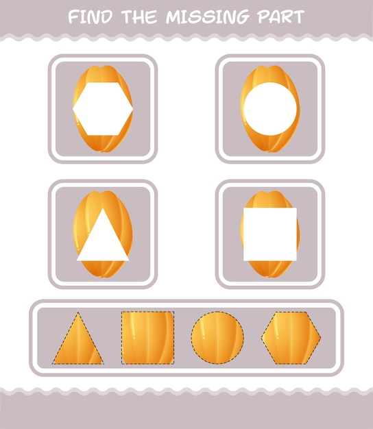 Encuentra las partes que faltan de carambola de dibujos animados. Juego de búsqueda. Juego educativo para niños y niños pequeños en edad preescolar.