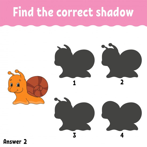 Encuentra la sombra correcta. Dibuja una línea. Hoja de trabajo de desarrollo educativo. Juego para niños.