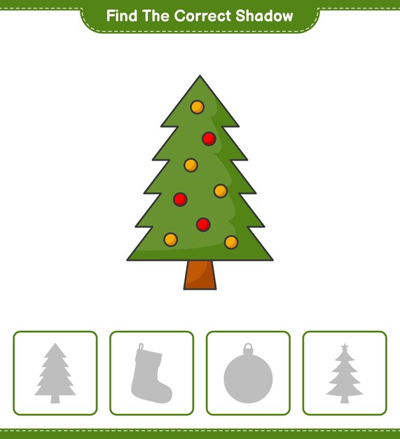 Encuentra la sombra correcta Encuentra y combina la sombra correcta del árbol de Navidad