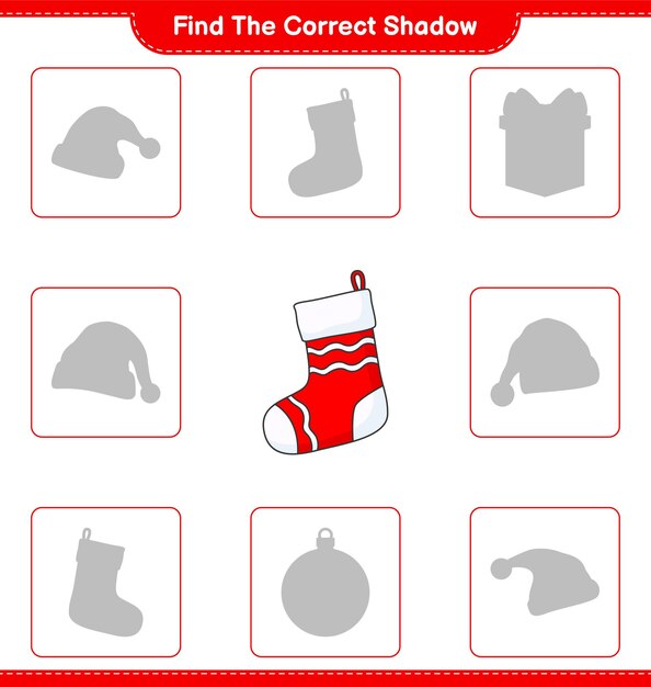 Encuentra la sombra correcta Encuentra y combina la sombra correcta de Christmas Sock