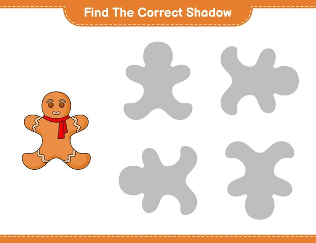 Encuentra la sombra correcta encuentra y combina la sombra correcta de gingerbread man