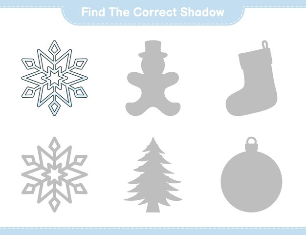 Encuentra la sombra correcta Encuentra y combina la sombra correcta del juego educativo para niños Snowflake