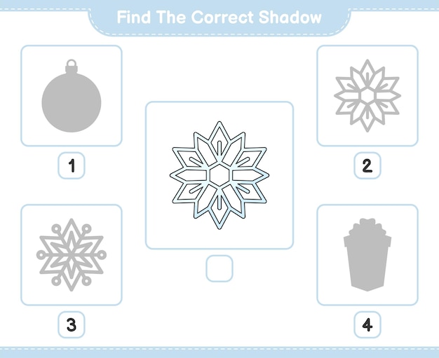 Encuentra la sombra correcta Encuentra y combina la sombra correcta del juego educativo para niños Snowflake