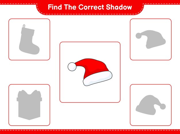 Encuentra la sombra correcta encuentra y combina la sombra correcta de santa hat juego educativo para niños